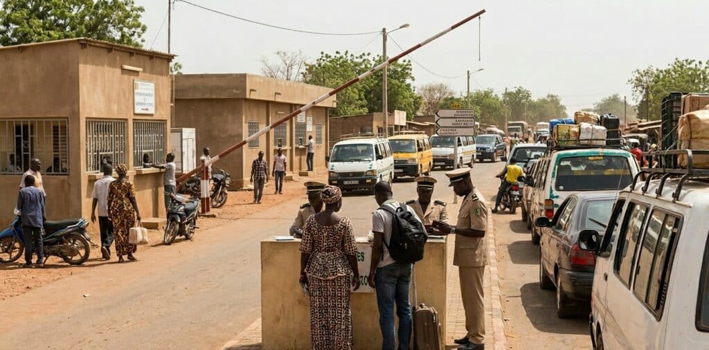 Les passagers lors d'un contrôle frontière en Afrique de l'Ouest