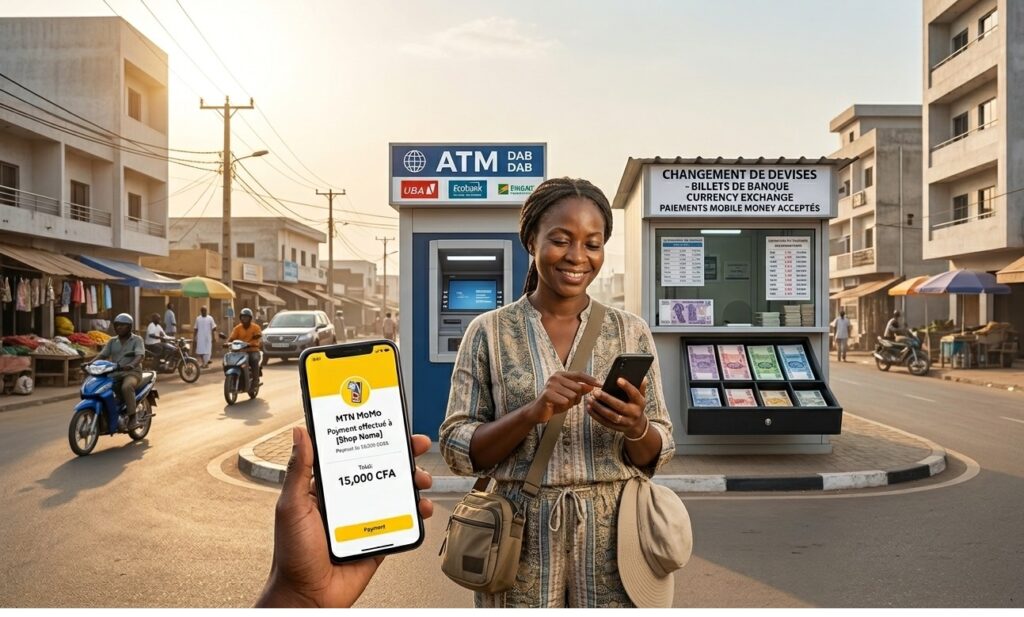 Paiement mobile money et distributeur ATM au Bénin avec francs CFA