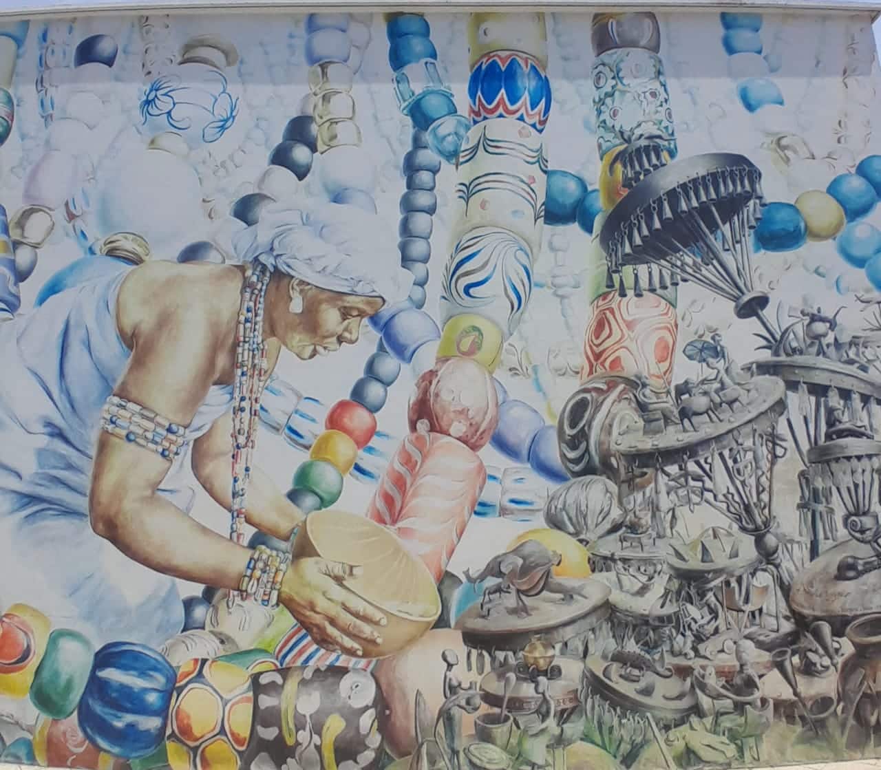 Fresques street art sur le mur de Cotonou, Bénin