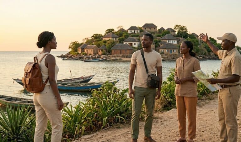 Voyageurs afro-américains découvrant les paysages du Sénégal lors d’un circuit de 7 à 10 jours